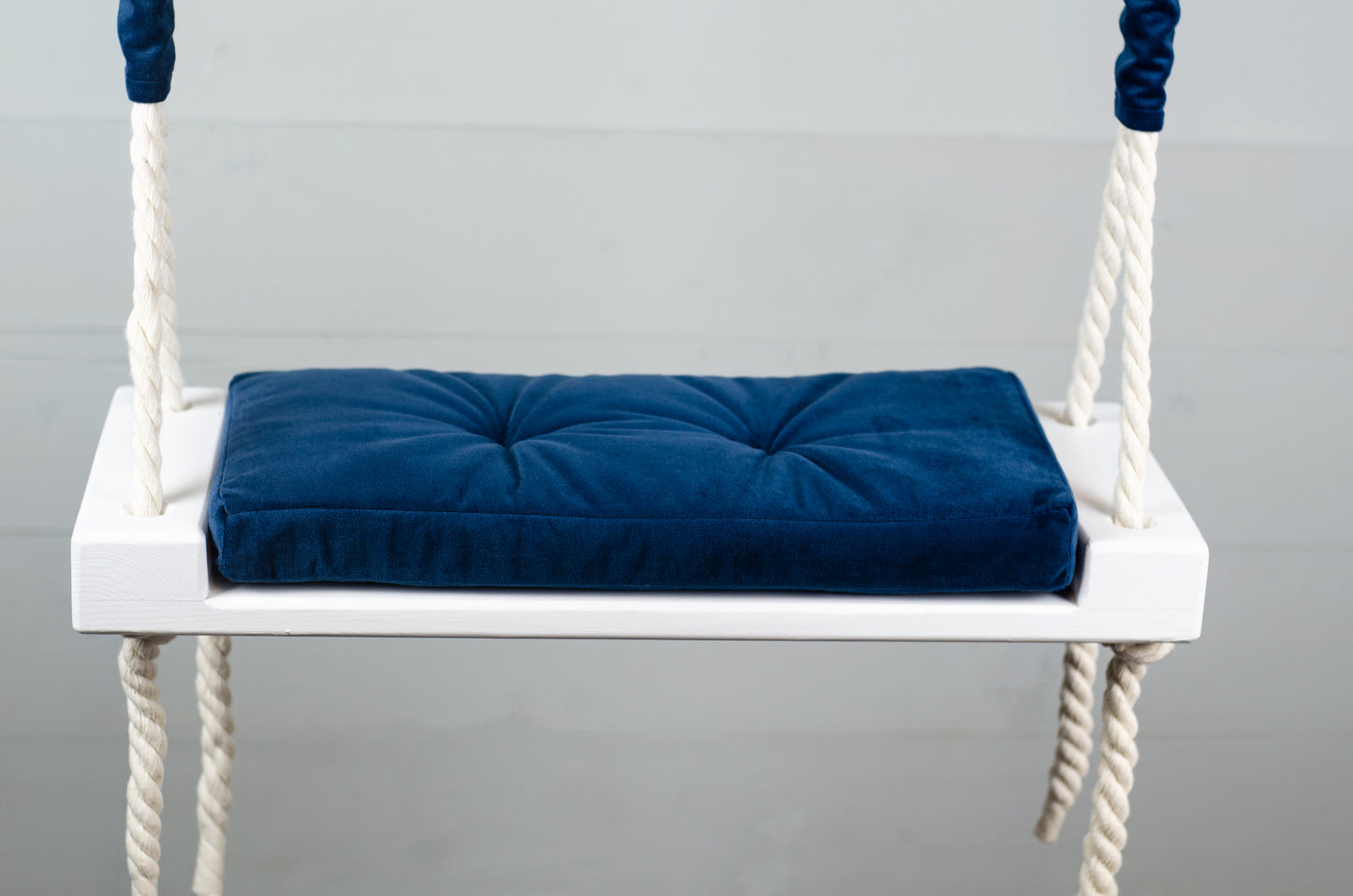 Children's Inside White Swing With A Blue Seat