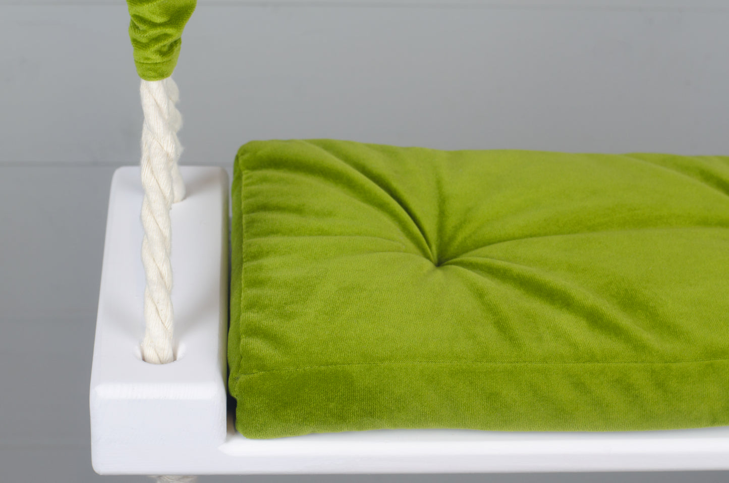 Children's Inside White Swing With A Green Seat