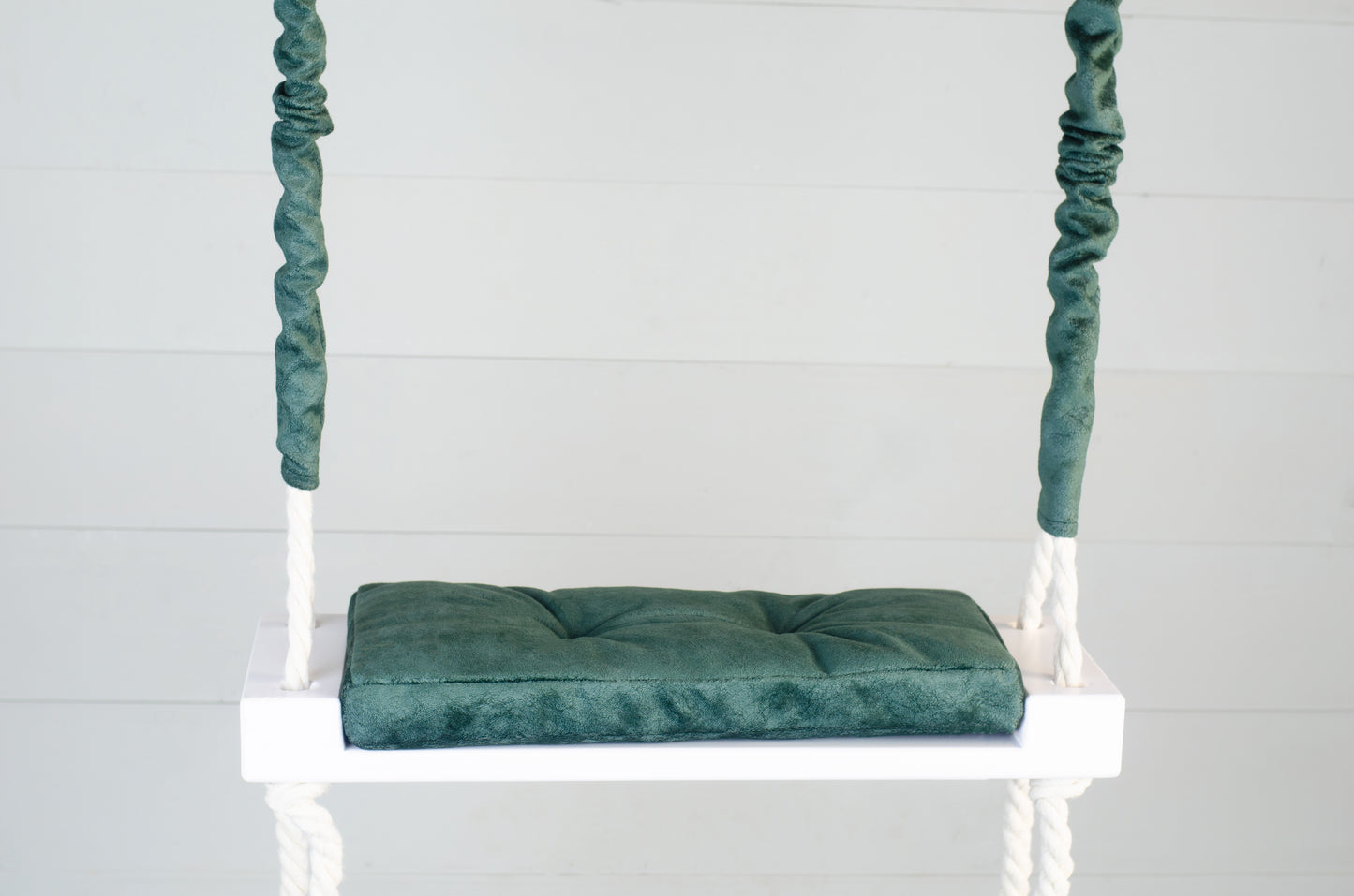 Children's Inside White Swing With A Green Seat