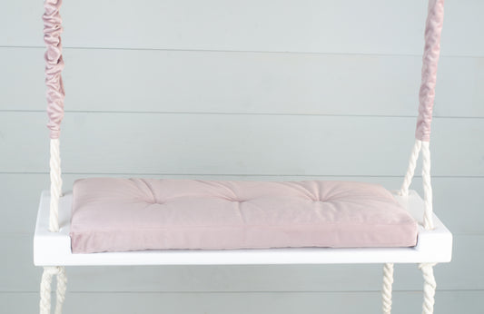 Adult Inside White Swing With A Pink Seat
