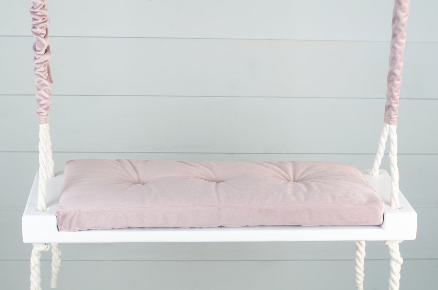 Adult Inside White Swing With A Pink Seat