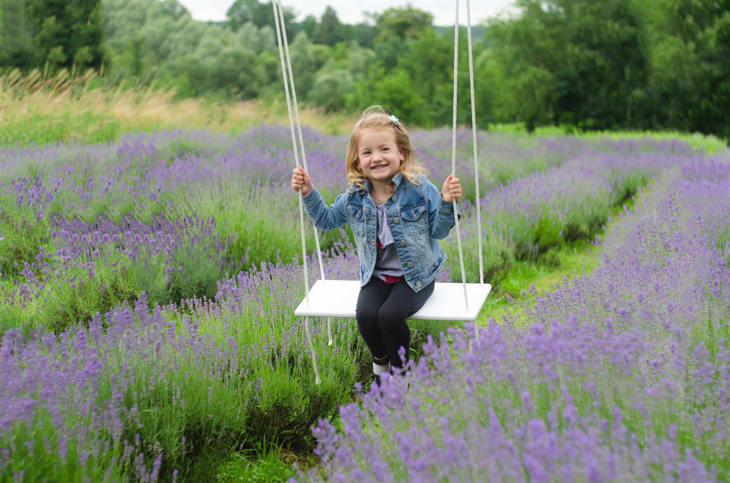 Adult Outdoor White Wooden Swing