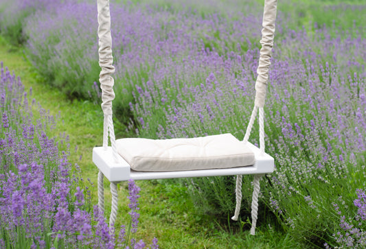 Children's Inside White Swing With A Beige Seat
