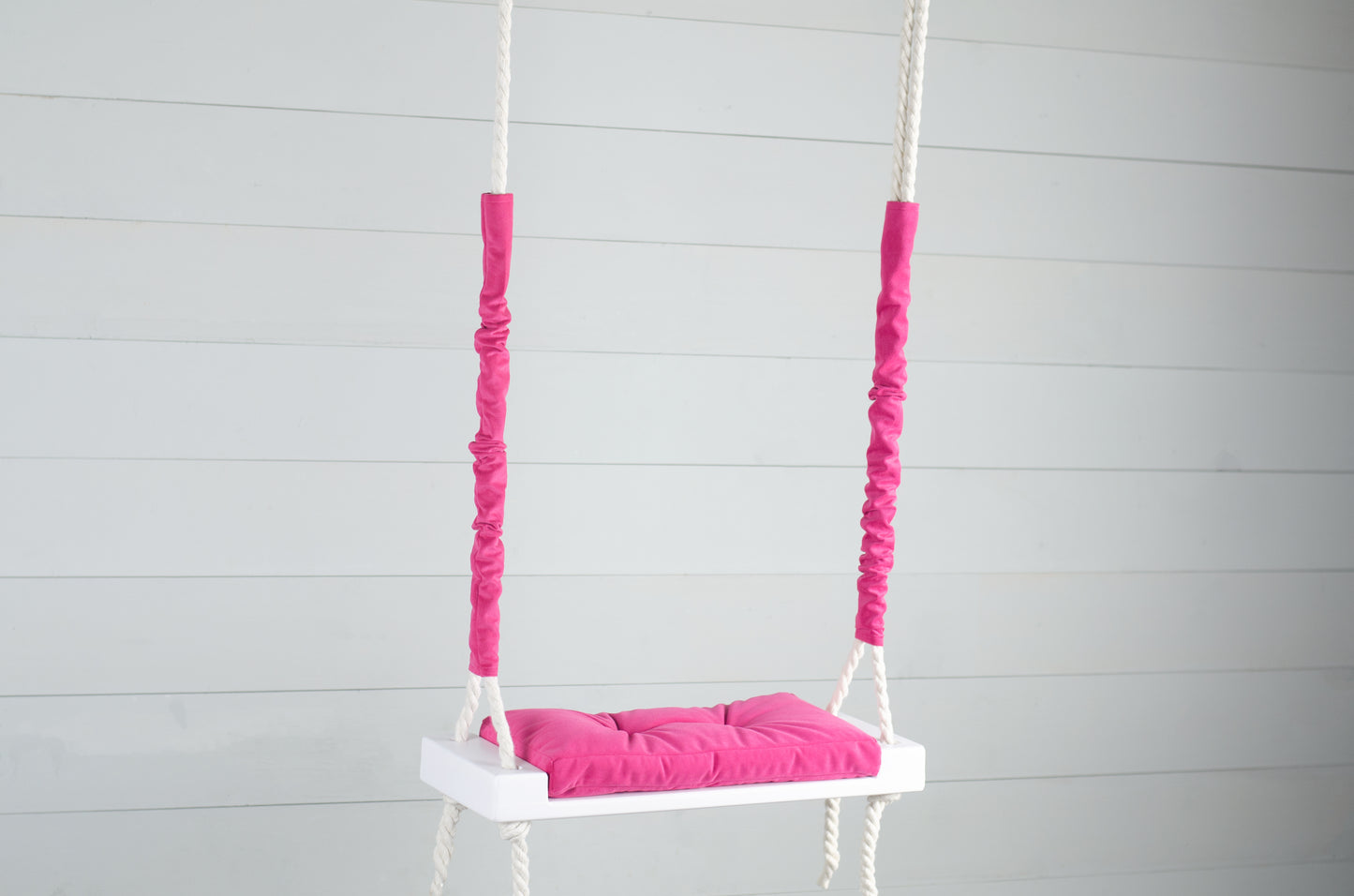 Children's Inside White Swing With A Hot Pink Seat