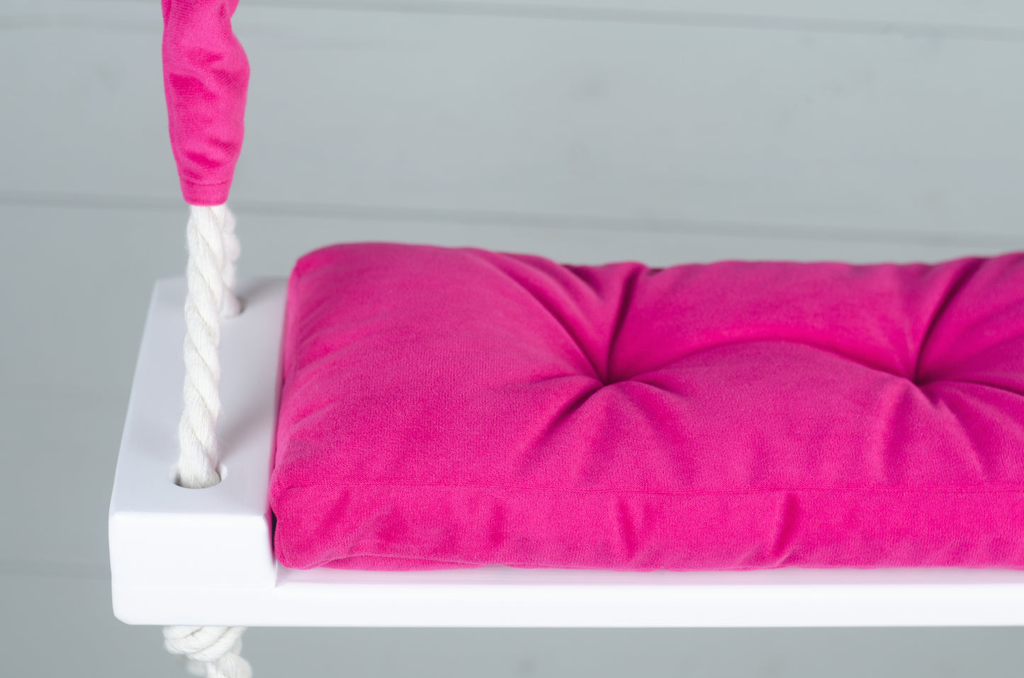 Children's Inside White Swing With A Hot Pink Seat