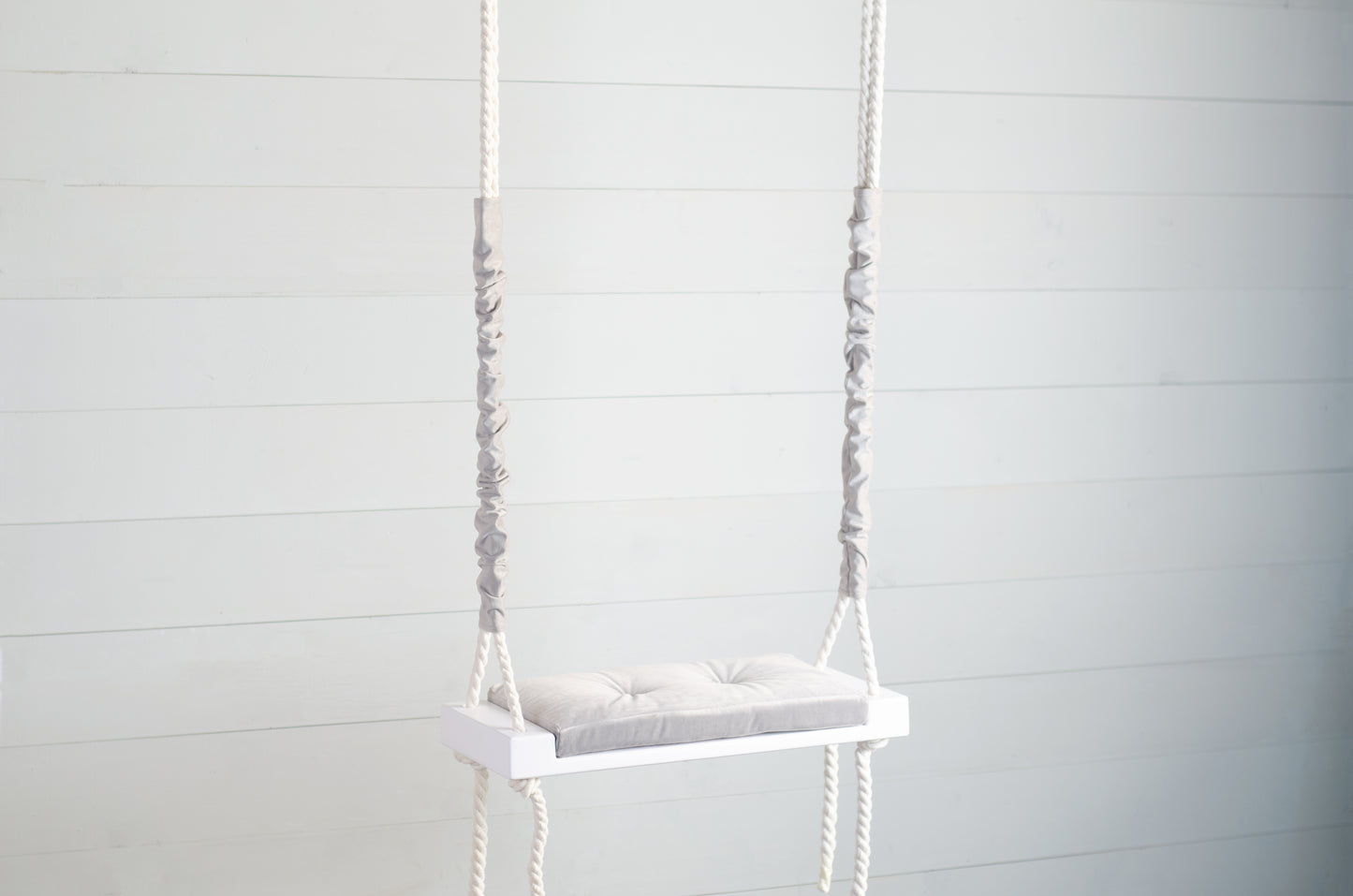 Children's Inside White Swing With A Gray Seat