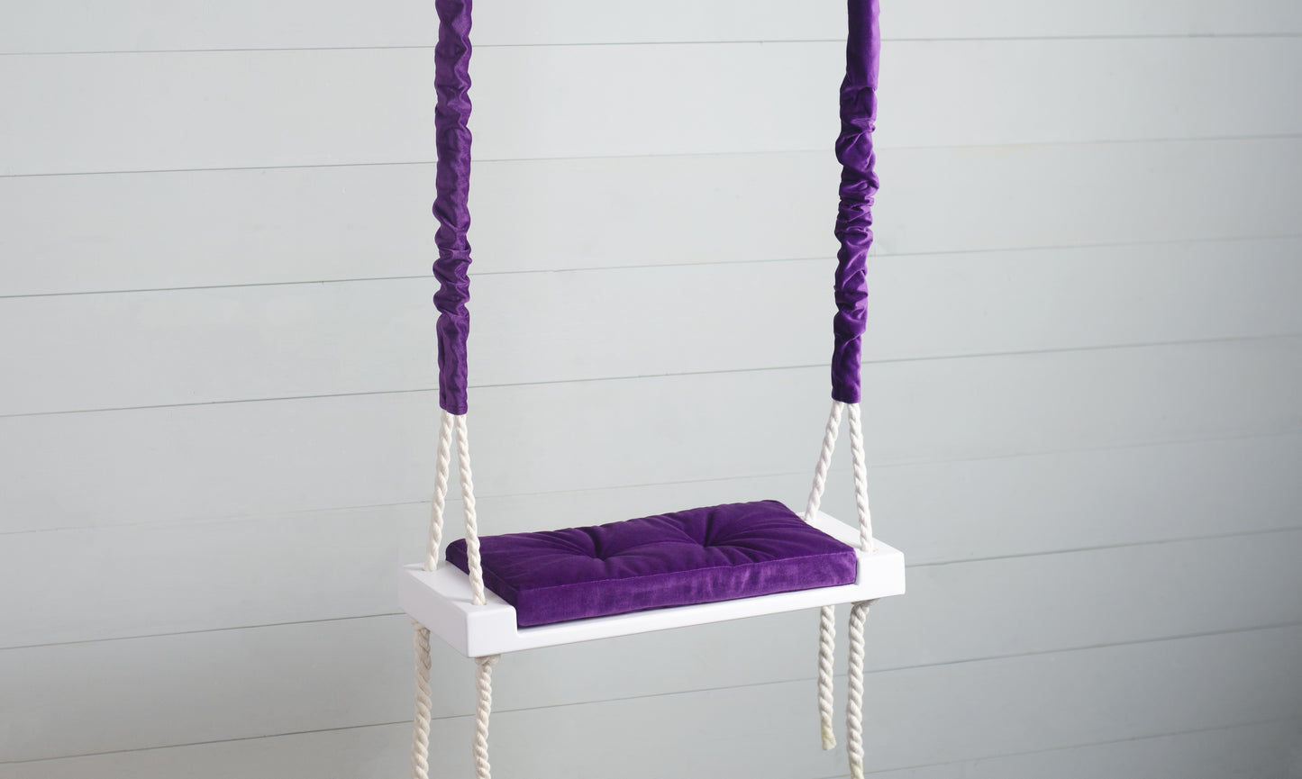Children's Inside White Swing With A Purple Seat