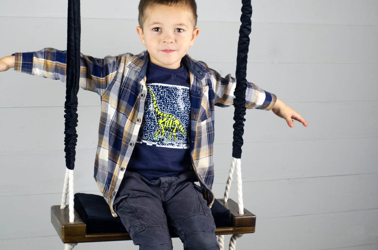 Children's Inside White Swing With A Black Seat