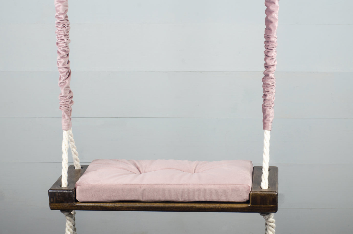 Children's Inside Natural Swing With A Pink Seat