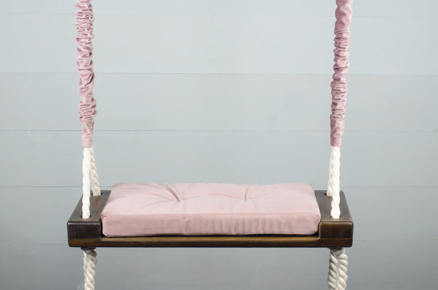 Children's Inside Natural Swing With A Pink Seat