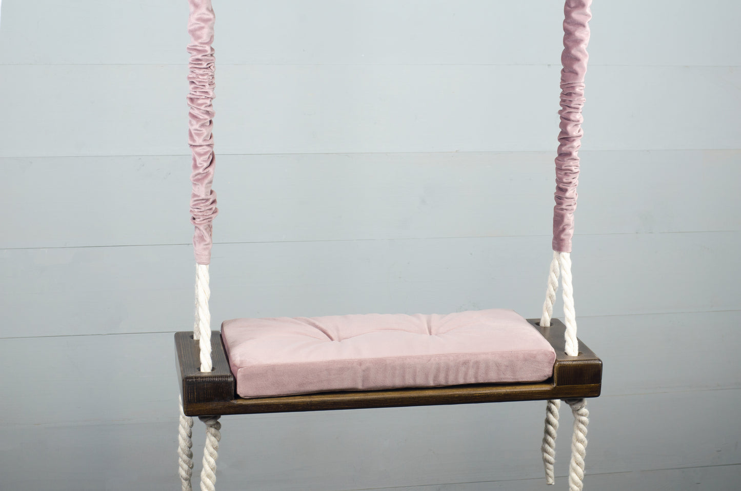 Children's Inside Natural Swing With A Pink Seat