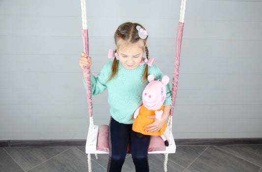 Children's Inside White Swing With A Pink Seat