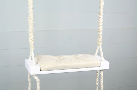 Children's Inside White Swing With A Beige Seat