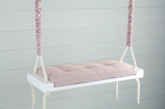 Adult Inside White Swing With A Pink Seat