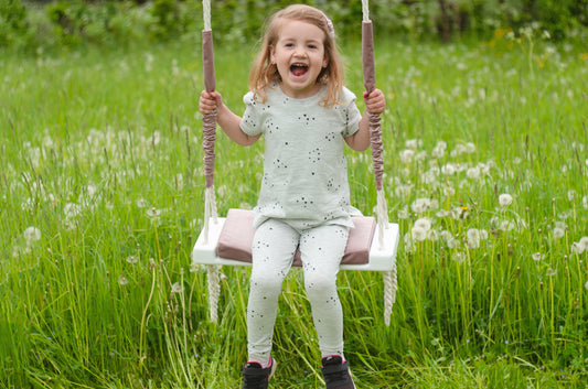 Children's Inside White Swing With A Pink Seat