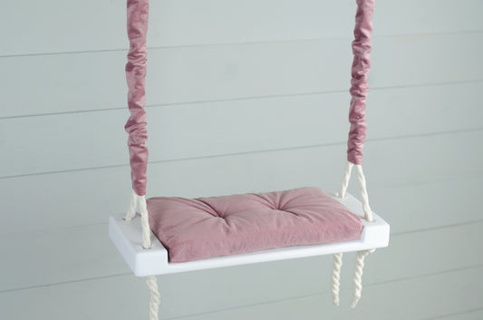 Children's Inside White Swing With A Pink Seat