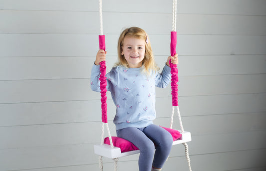 Children's Inside White Swing With A Hot Pink Seat