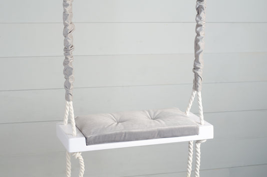 Children's Inside White Swing With A Gray Seat