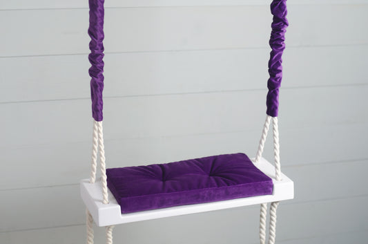 Children's Inside White Swing With A Purple Seat