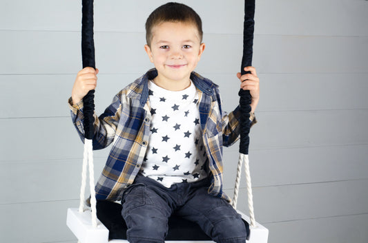 Children's Inside White Swing With A Black Seat