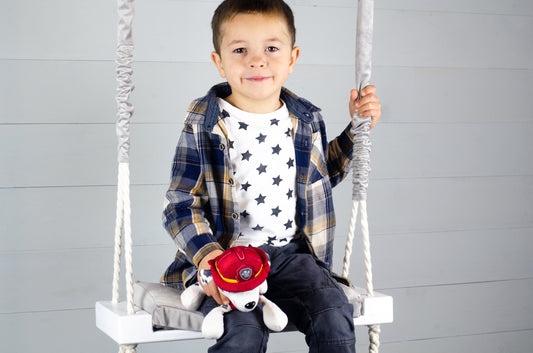 Children's Inside Natural Swing With A Light Gray Seat