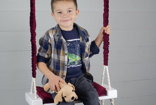 Children's Inside White Swing With A Red Seat
