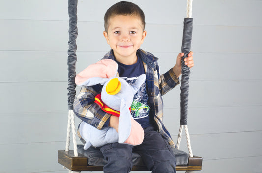 Children's Inside Natural Swing With A Gray Seat