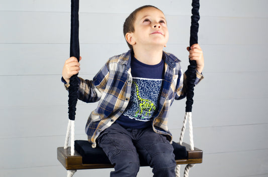 Children's Inside Natural Swing With A Black Seat