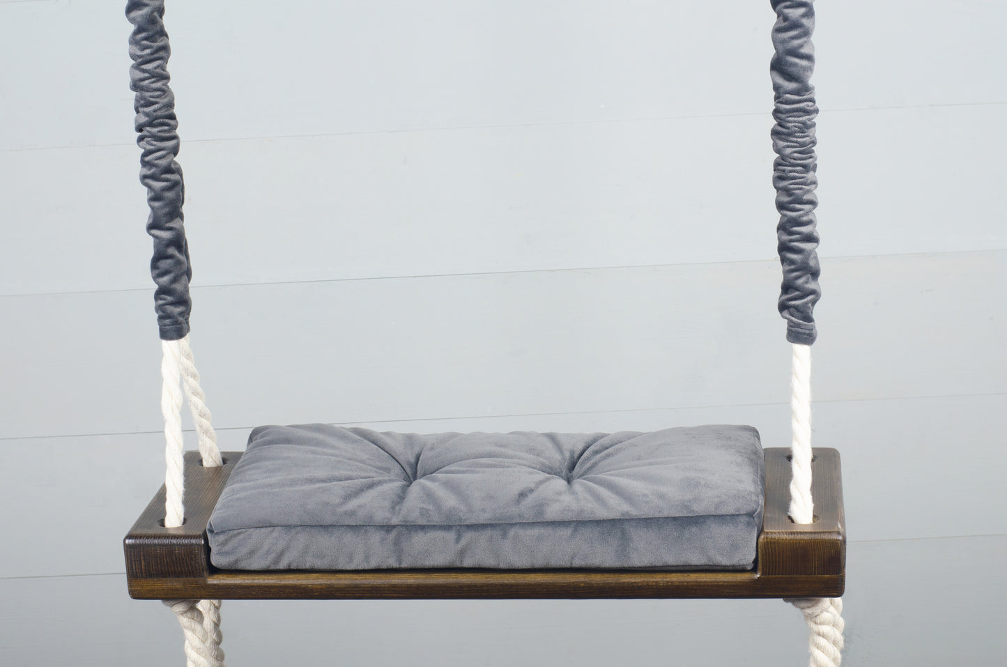 Children's Inside Natural Swing With A Gray Seat