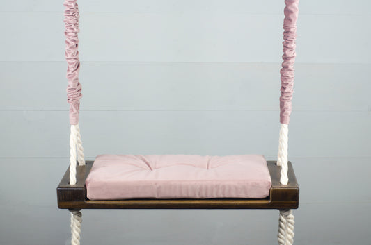Children's Inside Natural Swing With A Pink Seat