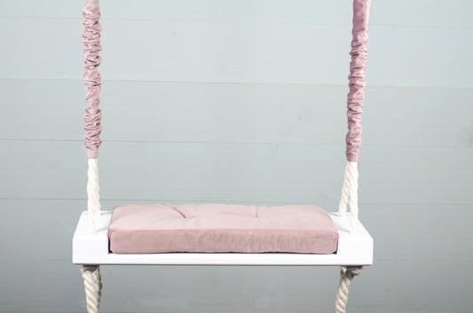 Children's Inside White Swing With A Pink Seat